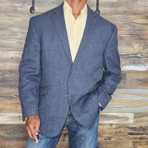 Jos. A. Bank 1905 Tweed Tailored Fit Wool Dual Vent Plaid Jacket Blazer 43R - Picture 7 of 11